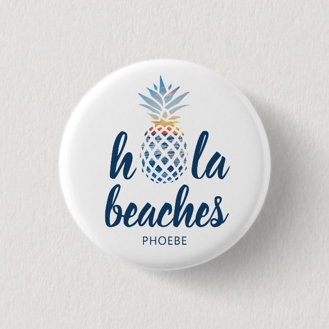 Badge Rond 2,50 Cm Vacances personnalisées à l'ananas sur la côte en  (Devant)