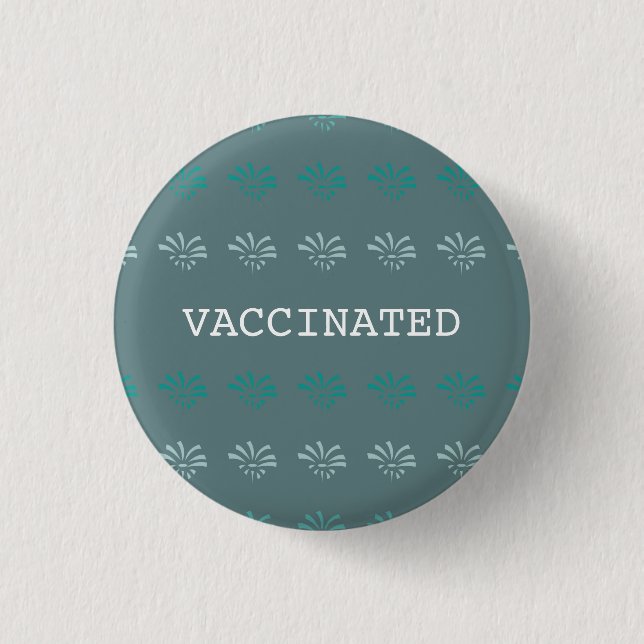 Badge Rond 2,50 Cm VACCINÉ bleu imprimé à fleurs (Devant)