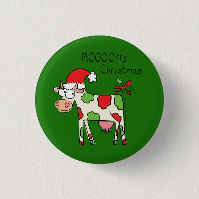 Badge Rond 2,50 Cm Vache drôle dessin animé Noël vacances (Devant)