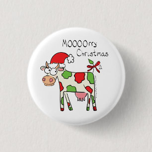 Badge Rond 2,50 Cm Vache Noël mignon Enfants