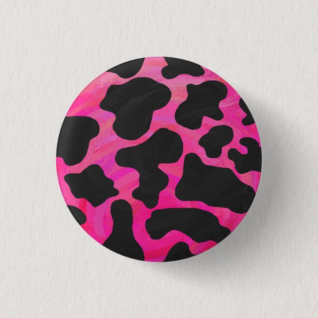 Badge Rond 2,50 Cm Vache rose chaud et noir (Devant)