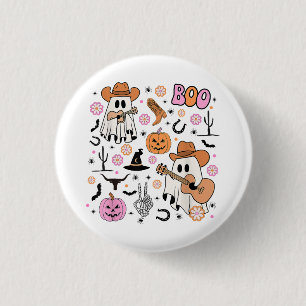 Badge Rond 2,50 Cm Vachette fantôme effrayant cow-boy Halloween drôle