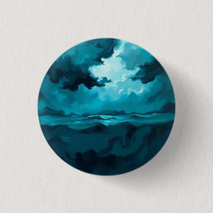 Badge Rond 2,50 Cm Vagues Océaniques Maussades Sous un Ciel Orageux –