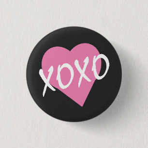 Badge Rond 2,50 Cm Valentine Coeur rose XOXO