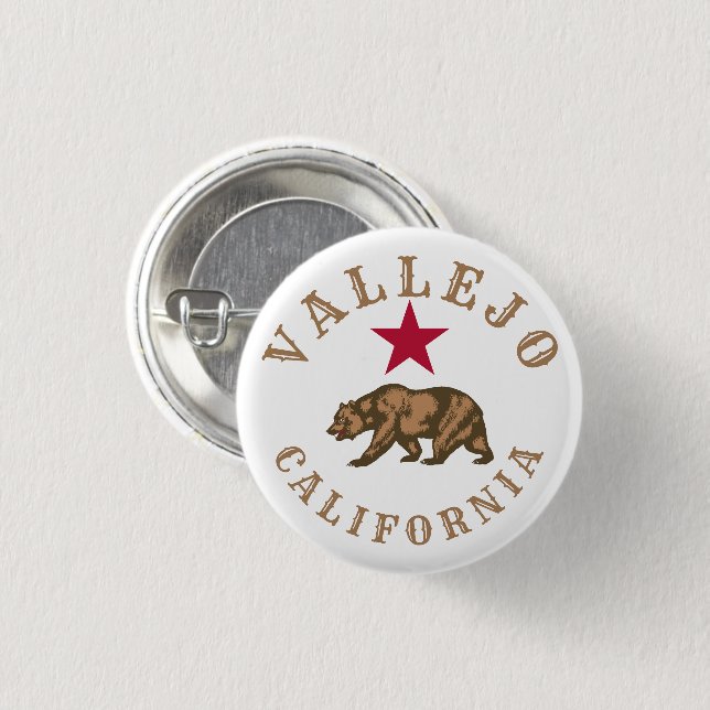 Badge Rond 2,50 Cm Vallejo, Californie (Devant & derrière)
