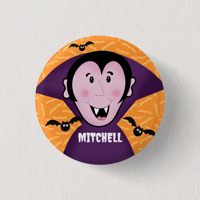 Badge Rond 2,50 Cm Vampire Dracula Bats Enfants Joli Halloween (Devant)