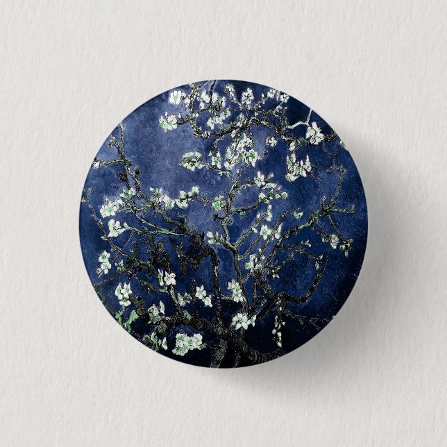 Badge Rond 2,50 Cm Van Gogh Almond Blossoms Midnight Blue (Devant)