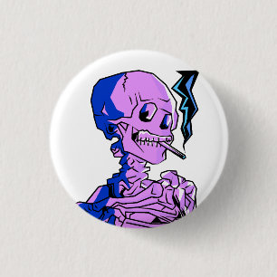Badge Rond 2,50 Cm Van Gogh, squelette avec une cigarette allumée