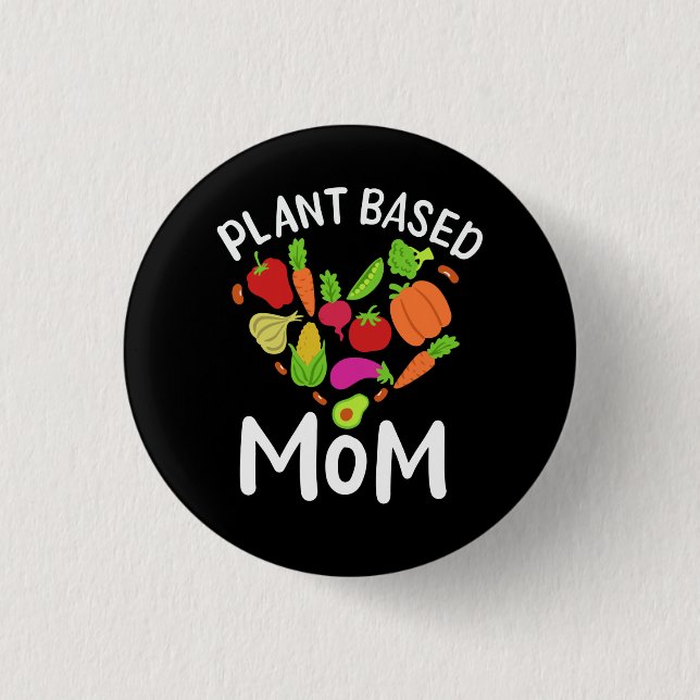Badge Rond 2,50 Cm Vegan - Maman à base de plantes (Devant)