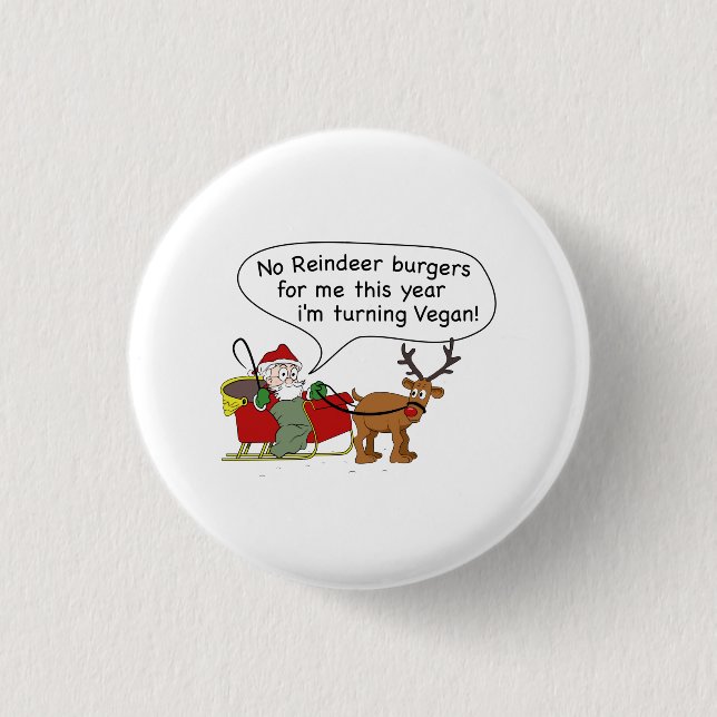 Badge Rond 2,50 Cm Vegan Père Noël (Devant)
