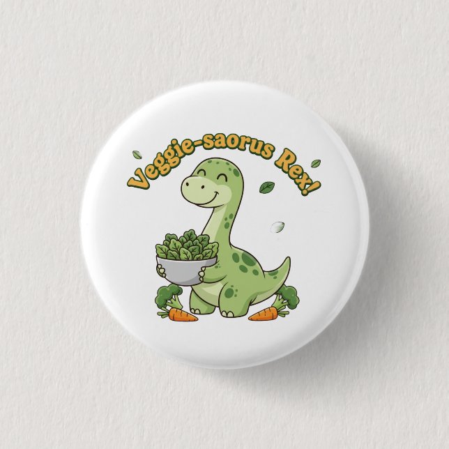 Badge Rond 2,50 Cm Veggie-saurus Rex! (Devant)