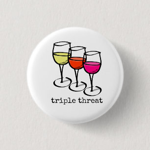 Badge Rond 2,50 Cm Verres de vin triples de menace