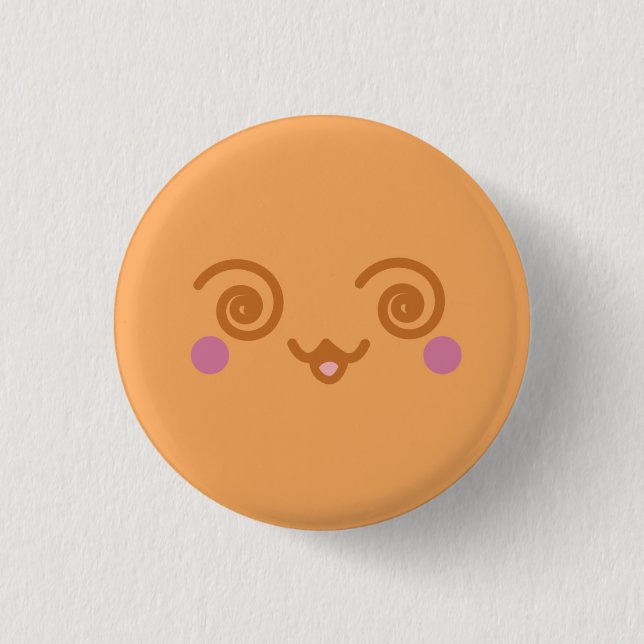 Badge Rond 2,50 Cm Vers oranges 2 de visage de souffle (Devant)