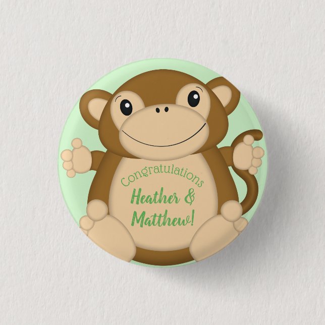 Badge Rond 2,50 Cm Vert Baby shower singe (Devant)