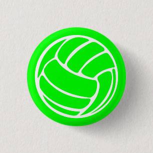Badge Rond 2,50 Cm Vert de bouton de silhouette de volleyball