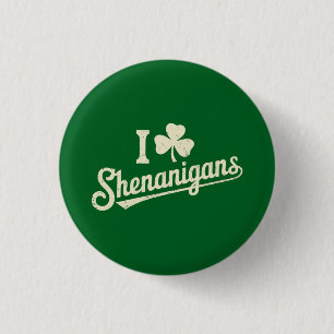 Badge Rond 2,50 Cm Vert Drôle Irlandais Patty's Trèfle Saint-Patrick