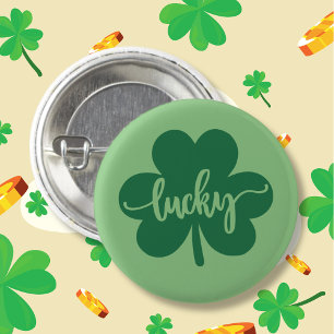 Badge Rond 2,50 Cm Vert Lucky Clover St Patrick Day rond