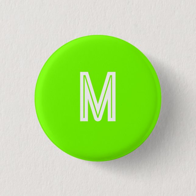 Badge Rond 2,50 Cm vert néon - ajoutez un monogramme  (Devant)