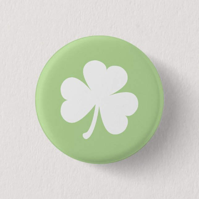 Badge Rond 2,50 Cm Vert pâle avec Shamrock irlandais (Devant)