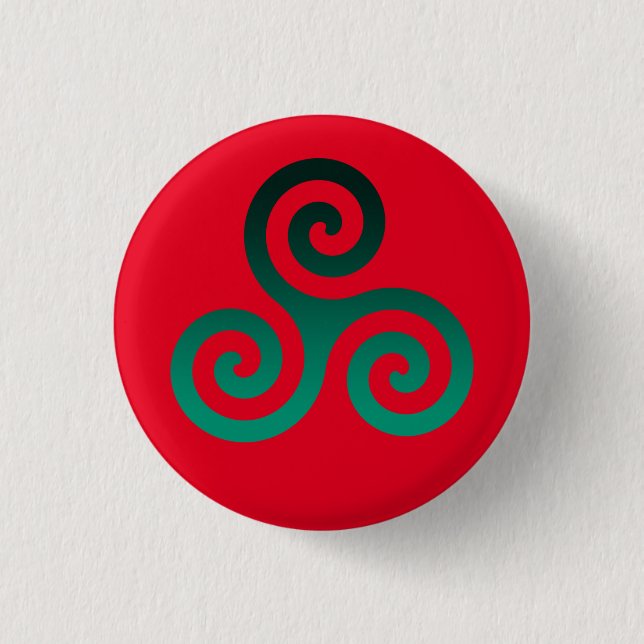 Badge Rond 2,50 Cm Vert Triskele Vivid Rouge (Devant)