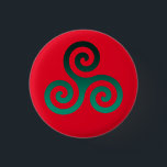 Badge Rond 2,50 Cm Vert Triskele Vivid Rouge<br><div class="desc">Symbole vert Triskele. Le symbole Triskele ou Triskelion se compose de trois spirales ou de trois bras enclenchés,  comme s'il se déplaçait de son centre. Ce symbole celtique de mouvement ou d'action représente les trois mondes : céleste,  physique et spirituel.</div>