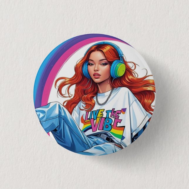 Badge Rond 2,50 Cm Vibe Girl (Devant)