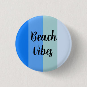 Badge Rond 2,50 Cm Vibes De Plage, Bleues