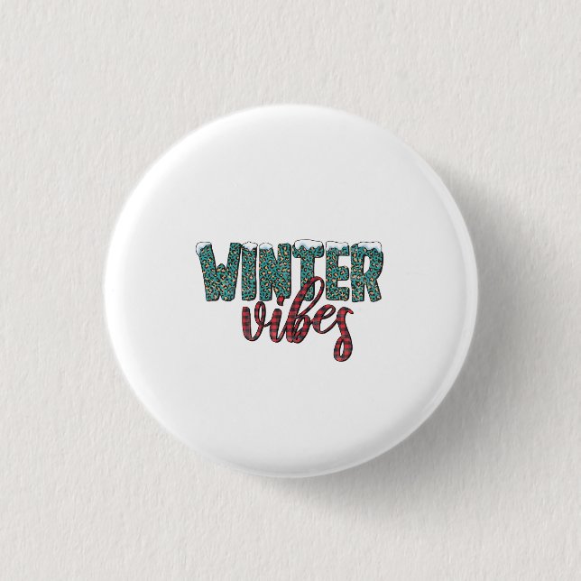 Badge Rond 2,50 Cm Vibes d'hiver de Noël (Devant)