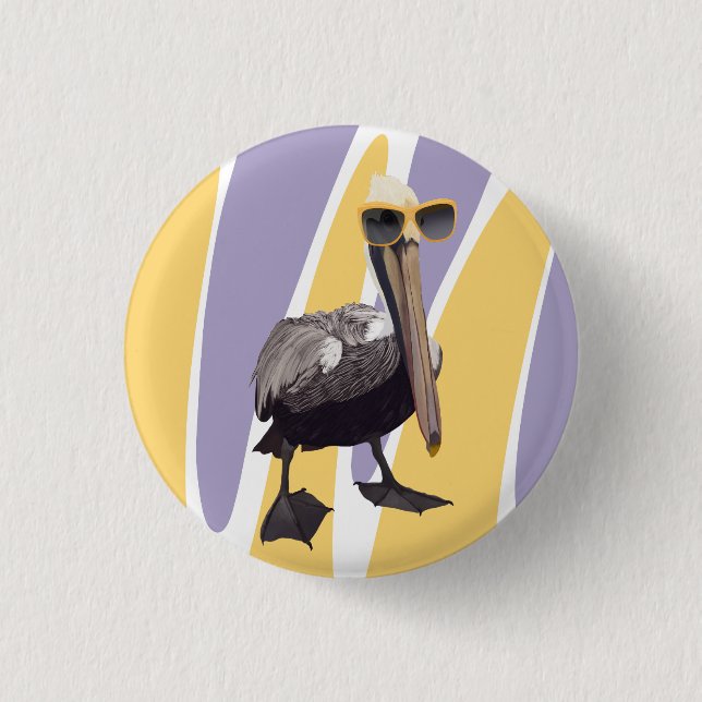 Badge Rond 2,50 Cm Vibes estivales amusantes Oiseau pélican (Devant)