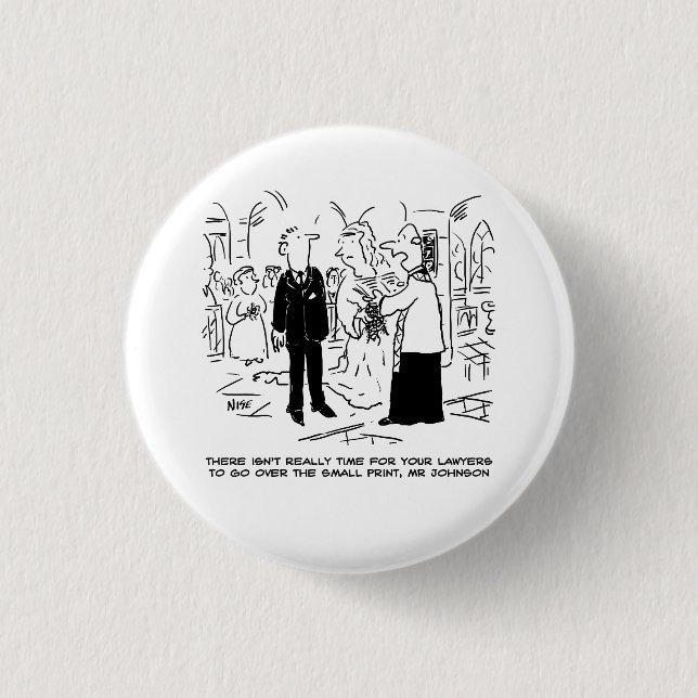 Badge Rond 2,50 Cm Vicar, Mariage De L'Eglise, Dit : No. Funny Bouton (Devant)