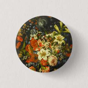 Badge Rond 2,50 Cm Vie morte avec fleurs et fruits