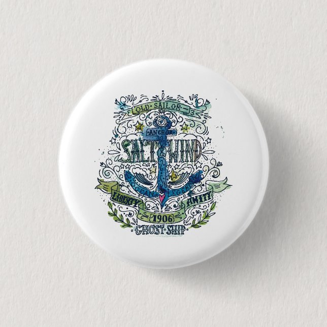 Badge Rond 2,50 Cm Vieille affiche d'Ancre de marin (Devant)