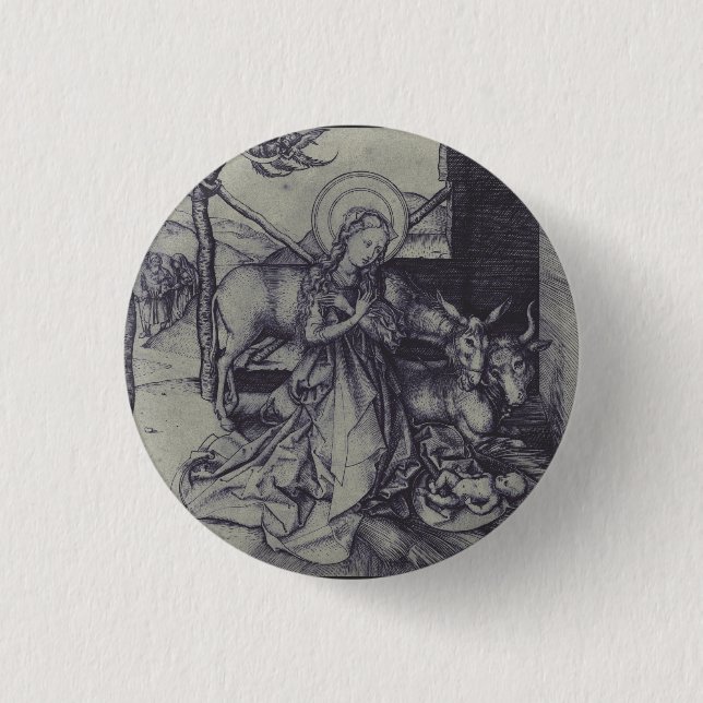 Badge Rond 2,50 Cm Vieille crèche og Jésus Christ (Devant)
