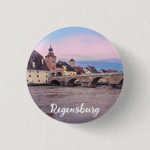 Badge Rond 2,50 Cm Vieille ville historique en Ratisbonne, Allemagne