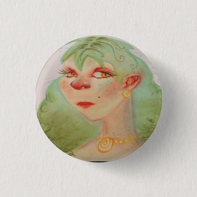 Badge Rond 2,50 Cm Vieux modèle Pin-up Girl 1950 Vintage (Devant)