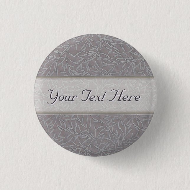 Badge Rond 2,50 Cm Vignes Lavender Grey Embossées Leaf (Devant)