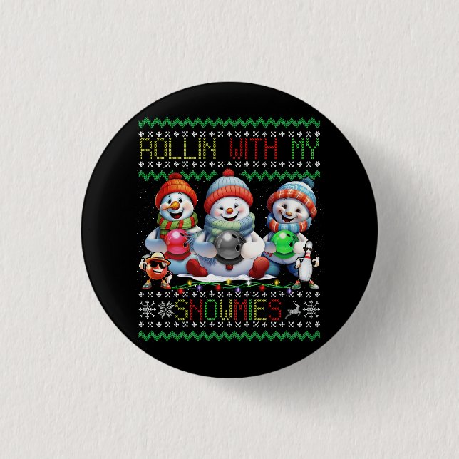 Badge Rond 2,50 Cm Vilain Bowlers De Noël Lover Rollin Avec M (Devant)