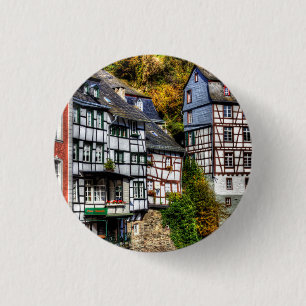 Badge Rond 2,50 Cm Village médiéval Monschau en Allemagne