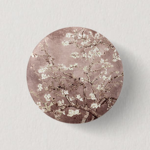Badge Rond 2,50 Cm Vincent Van Gogh Almond Blossoms Taupe Beige