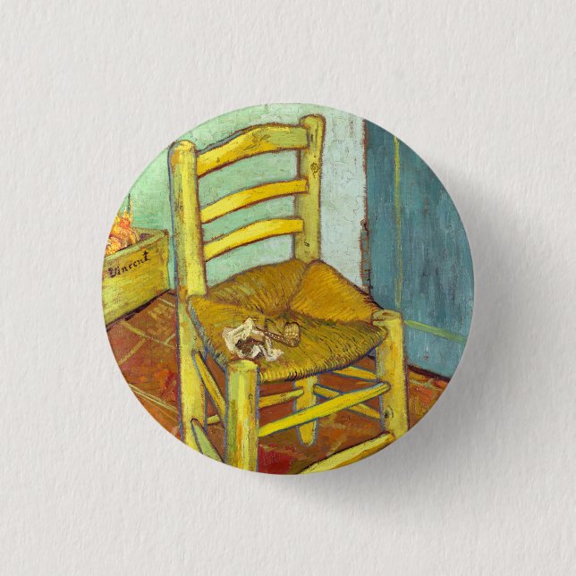 Badge Rond 2,50 Cm Vincent Van Gogh Chaise avec tuyau (Devant)
