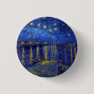 Badge Rond 2,50 Cm Vincent Van Gogh, La peinture de La Nuit étoilée