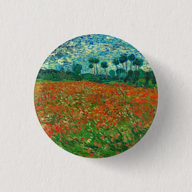 Badge Rond 2,50 Cm Vincent Van Gogh Poppy Field Fine Art (Devant)