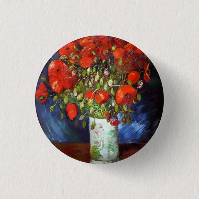 Badge Rond 2,50 Cm Vincent Van Gogh Vase avec Red Poppies Art (Devant)
