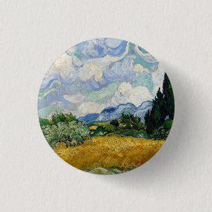 Badge Rond 2,50 Cm Vincent Van Gogh Wheat Field With Cypresses