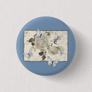 Badge Rond 2,50 Cm Vintage avec papillons