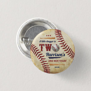 Badge Rond 2,50 Cm Vintage Baseball Boys 2e anniversaire
