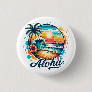 Badge Rond 2,50 Cm Vintage Beach Aloha Sublimation-94953