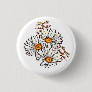 Badge Rond 2,50 Cm Vintage Daisy Fleur sauvage mignonne White Friends