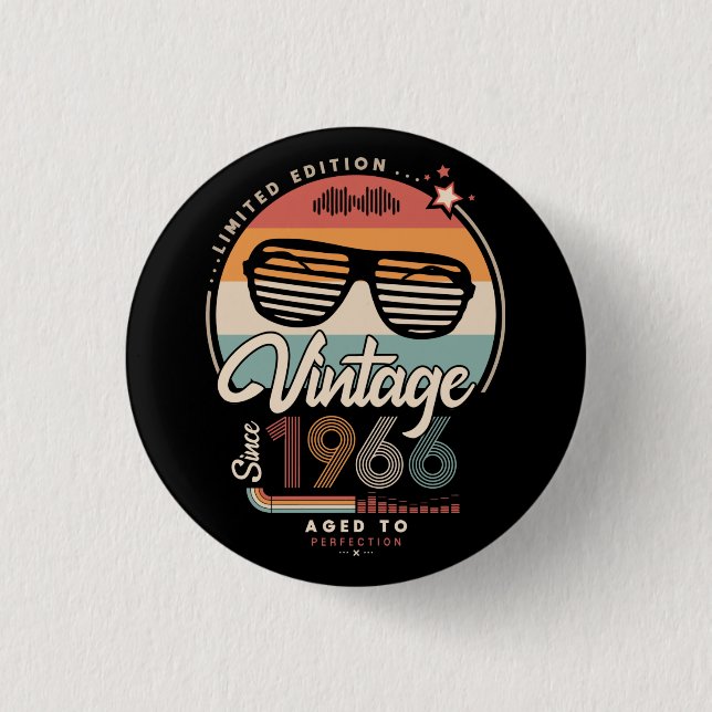 Badge Rond 2,50 Cm Vintage depuis 1966 (Devant)