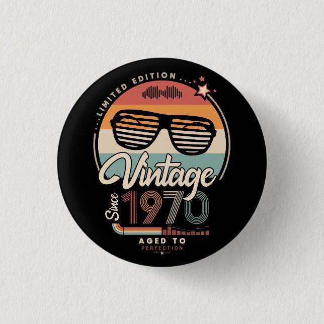 Badge Rond 2,50 Cm Vintage depuis 1970 (Devant)